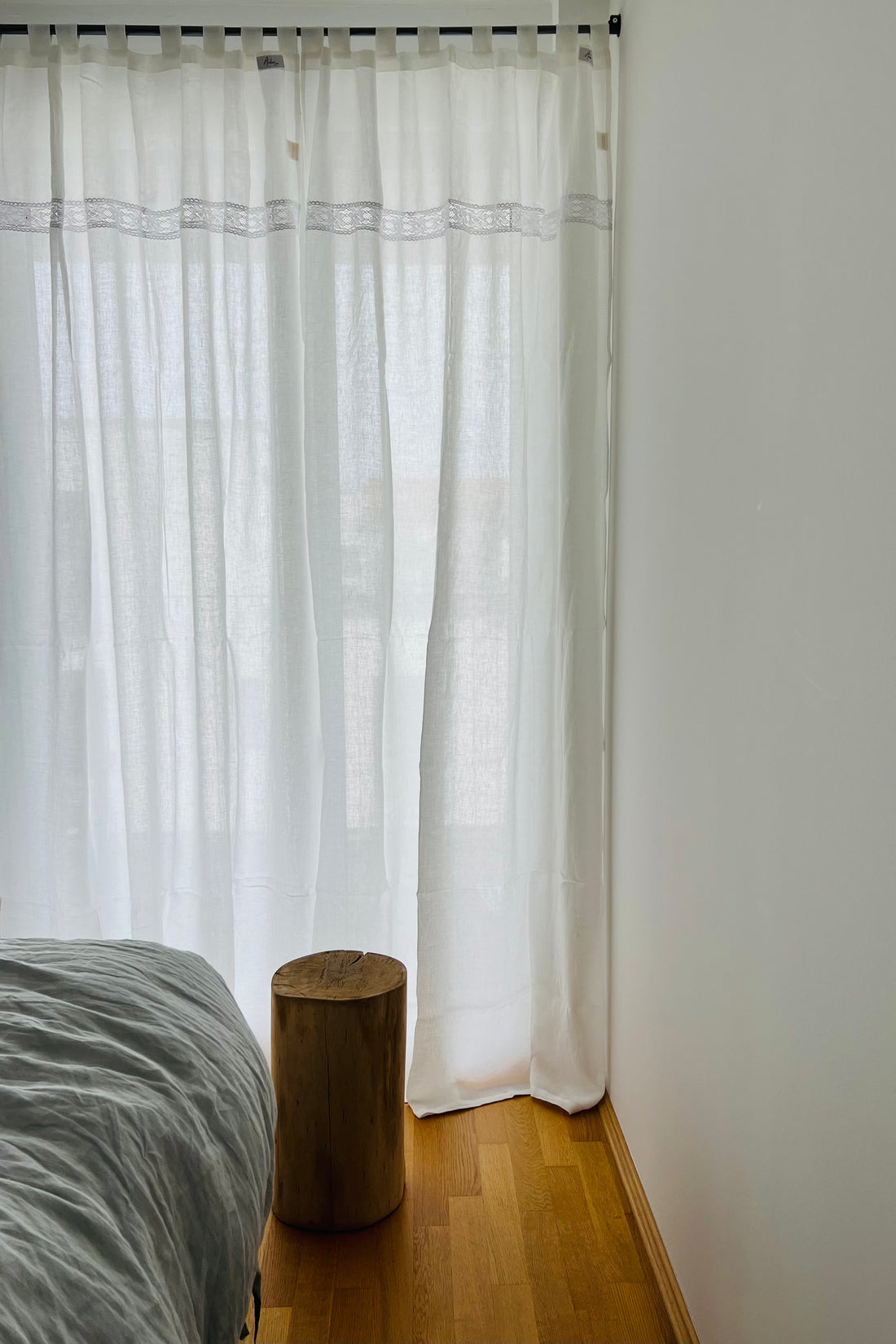 Leinen-Vorhang lang (140 cm x 245 cm) WEIß